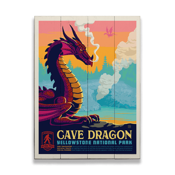 Cave Dragon: Yellowstone's Fiery Secrets - Wood & Metal Wall Art