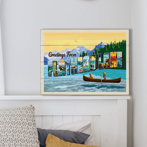 Flathead Lake, Montana: Greetings - Wood & Metal Wall Art