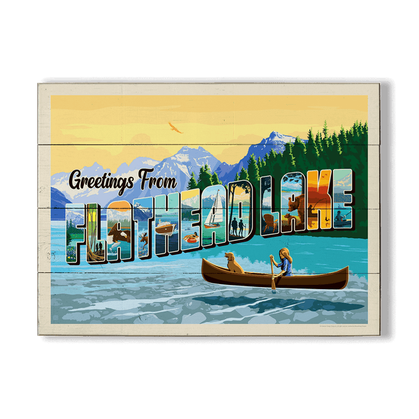 Flathead Lake, Montana: Greetings - Wood & Metal Wall Art