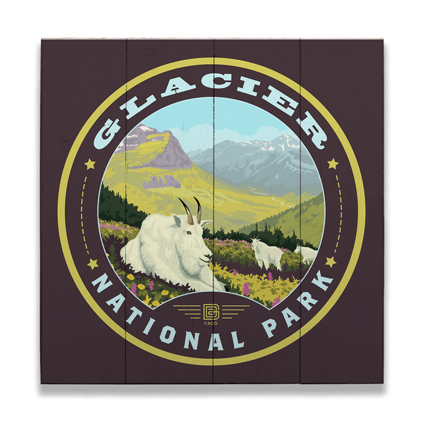 Glacier National Park: Mountain Goat - Wood & Metal Wall Art