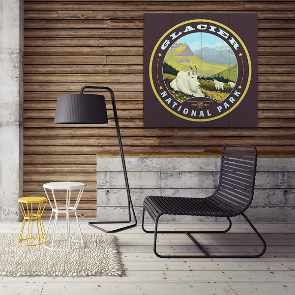 Glacier National Park: Mountain Goat - Wood & Metal Wall Art