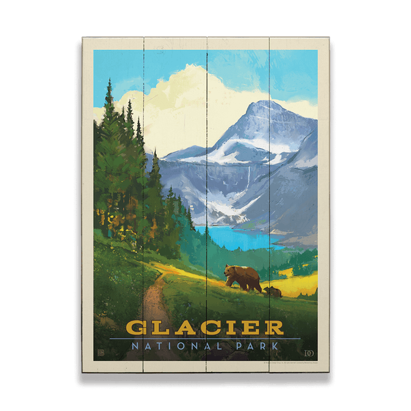Glacier National Park: Grizzly Cubs - Wood & Metal Wall Art