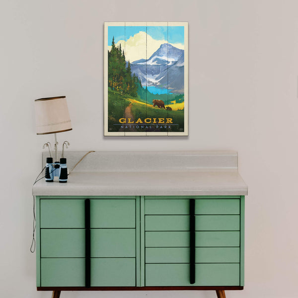 Glacier National Park: Grizzly Cubs - Wood & Metal Wall Art