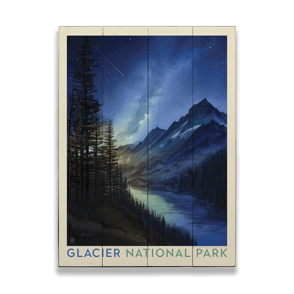 Glacier National Park: Starry Night - Wood & Metal Wall Art