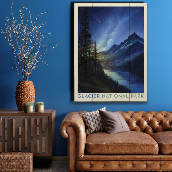 Glacier National Park: Starry Night - Wood & Metal Wall Art