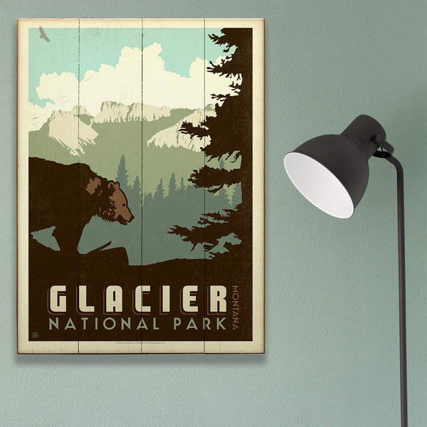 Glacier National Park: Lone Grizzly - Wood & Metal Wall Art