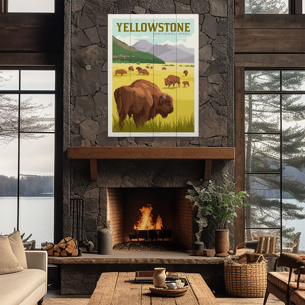 Where the Buffalo Roam at Yellowstone National Park - Wood & Metal Wall Art