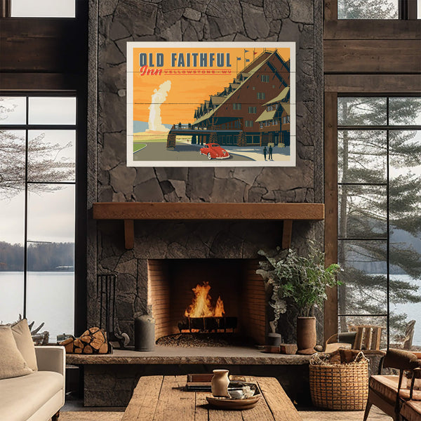 Old Faithful Inn Yellowstone - Wood & Metal Wall Art