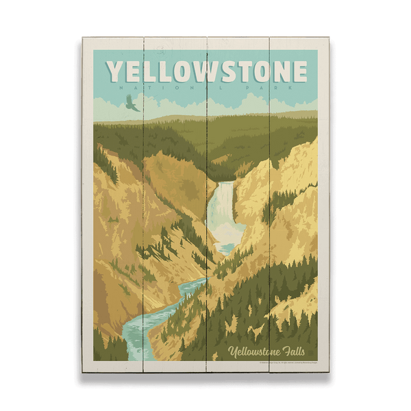 Lower Falls at Yellowstone National Park - Wood & Metal Wall Art