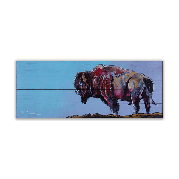 Bison on the Edge - Wood & Metal Wall Art
