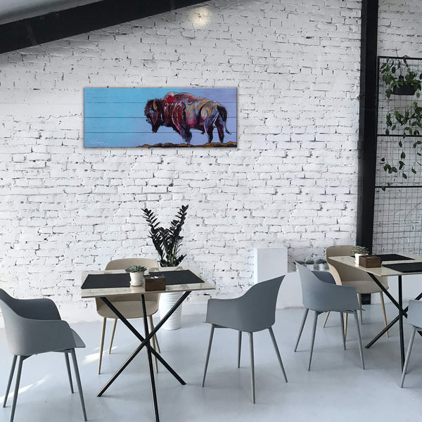 Bison on the Edge - Wood & Metal Wall Art