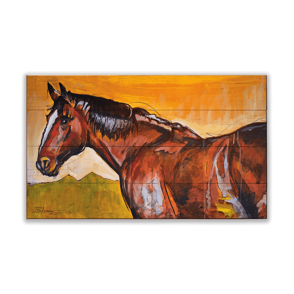 Horse in the Sunset Glow - Wood & Metal Wall Art
