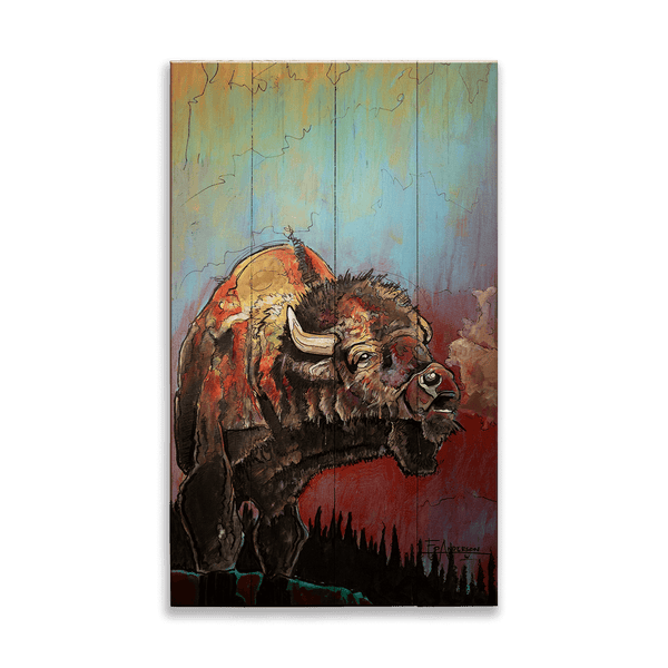 Bison Rendezvous - Wood & Metal Wall Art