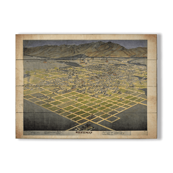 Bird's Eye View of Bozeman, Montana - Wood & Metal Wall Art