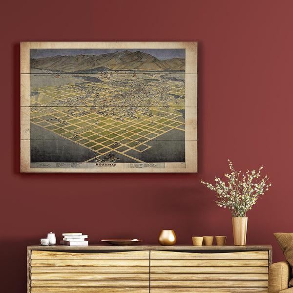 Bird's Eye View of Bozeman, Montana - Wood & Metal Wall Art