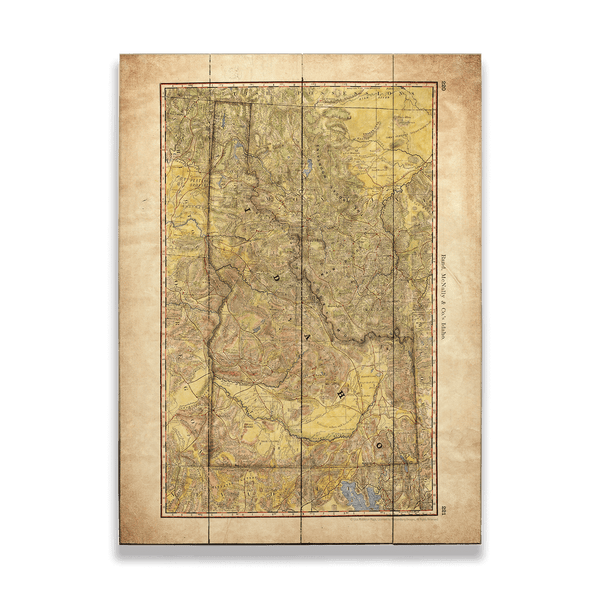 Historic Vintage Map of Idaho - Wood & Metal Wall Art