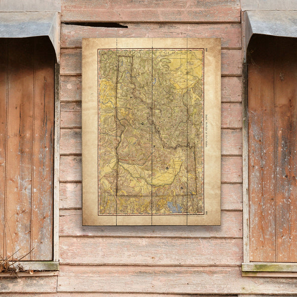 Historic Vintage Map of Idaho - Wood & Metal Wall Art