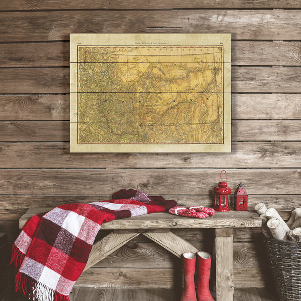 Historic Map of Montana Wagon Roads - Wood & Metal Wall Art
