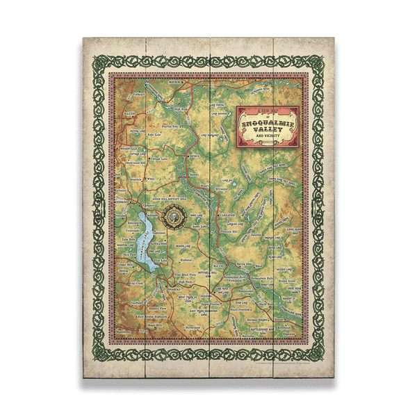 A New Map of Snoqualmie Valley, Washington - Wood & Metal Wall Art