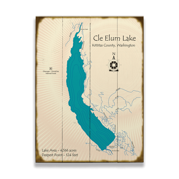 Cle Elum Lake, Washington - Wood & Metal Wall Art