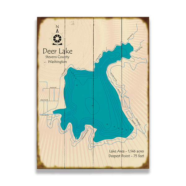 Deer Lake, Washington - Wood & Metal Wall Art