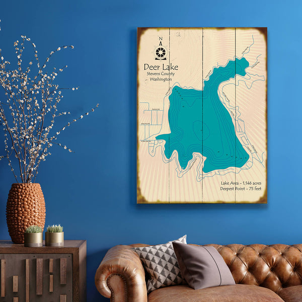 Deer Lake, Washington - Wood & Metal Wall Art