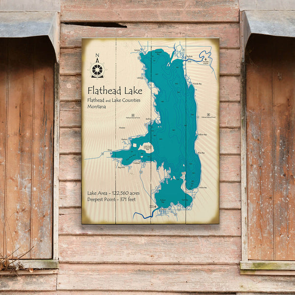 Flathead Lake, Montana - Wood & Metal Wall Art