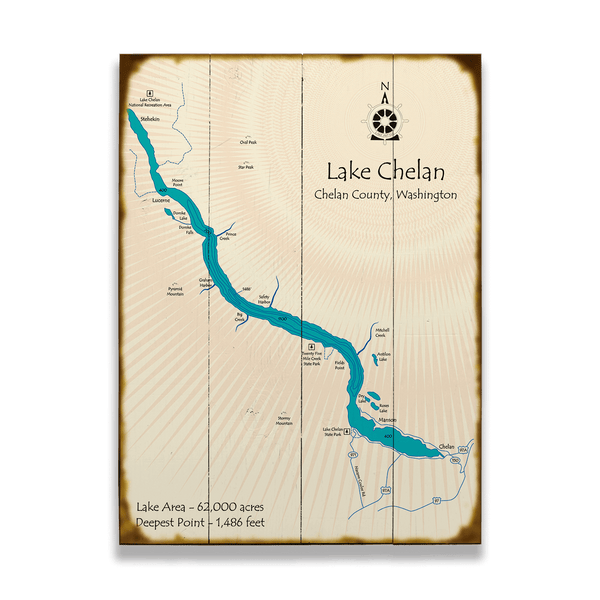 Lake Chelan, Washington - Wood & Metal Wall Art
