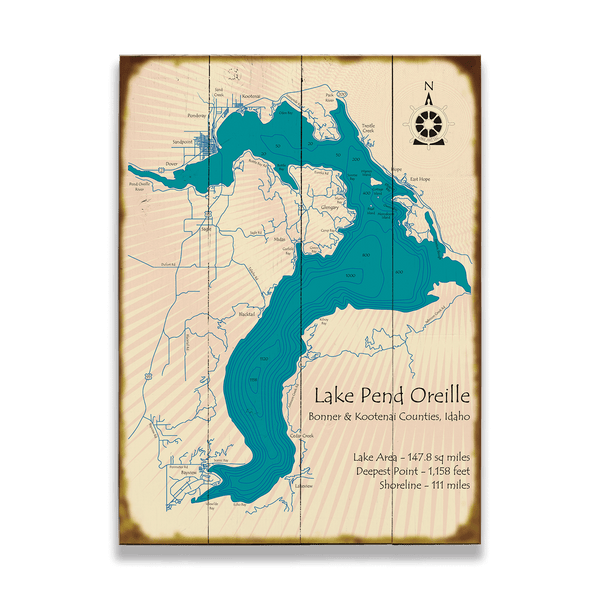 Lake Pend Oreille, Idaho - Wood & Metal Wall Art