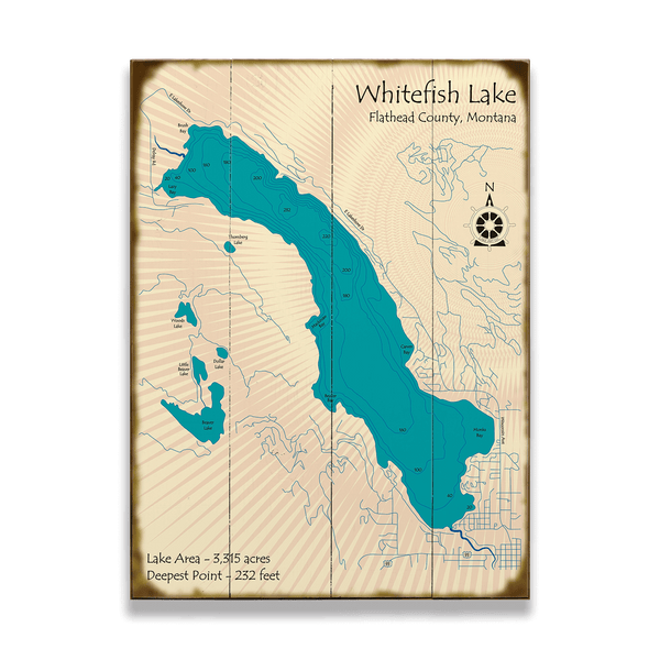 Whitefish Lake, Montana - Wood & Metal Wall Art