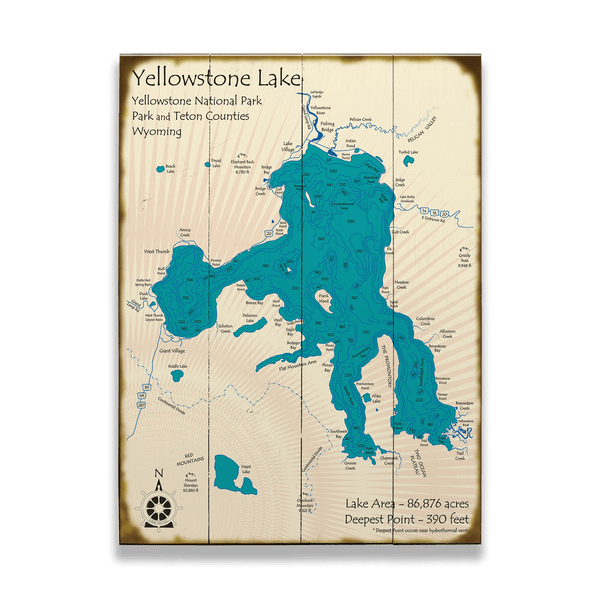 Yellowstone Lake - Wood & Metal Wall Art
