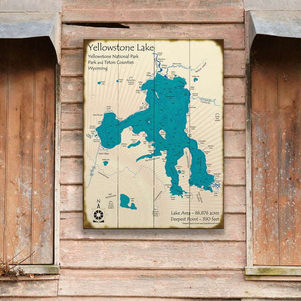 Yellowstone Lake - Wood & Metal Wall Art