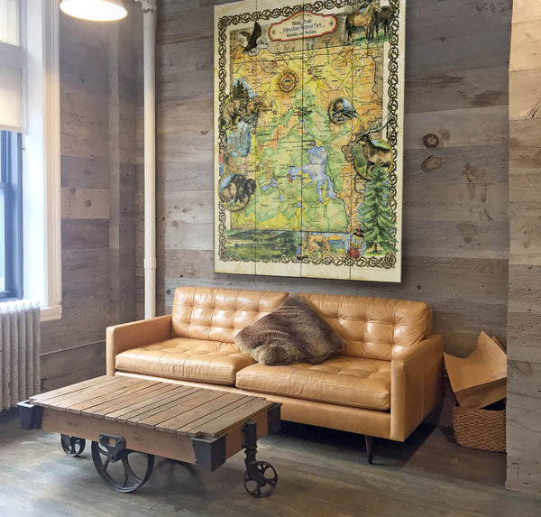 Yellowstone Hiking Trails: Illustrated Map - Wood & Metal Wall Art