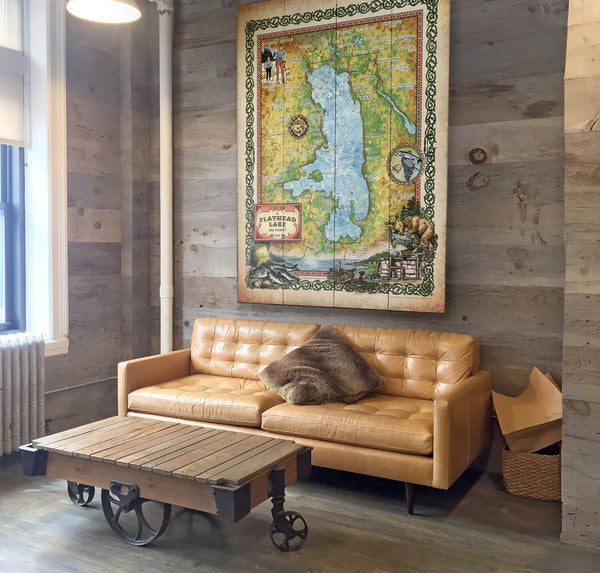 Flathead Lake, Montana: Illustrated Map - Wood & Metal Wall Art