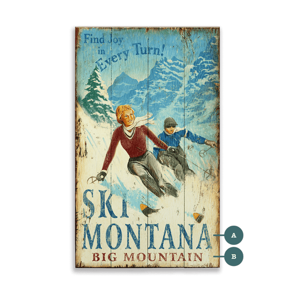 Ski Montana: Find Joy in Every Turn - Wood & Metal Wall Art