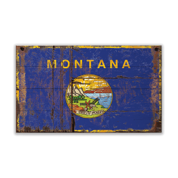 Heavily Weathered Montana Flag - Wood & Metal Wall Art