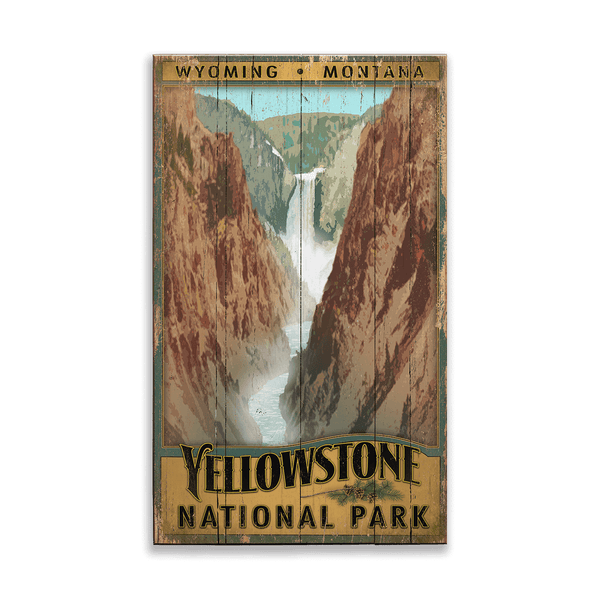 Lower Falls at Yellowstone National Park - Wood & Metal Wall Art