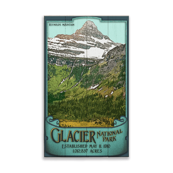 Reynolds Mountain at Glacier National Park: Smooth Finish - Wood & Metal Wall Art