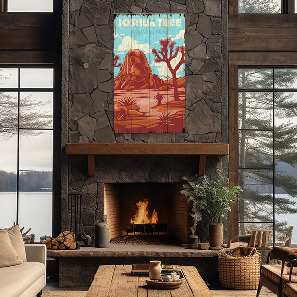 Iconic Joshua Tree National Park: Distressed Finish - Wood & Metal Wall Art