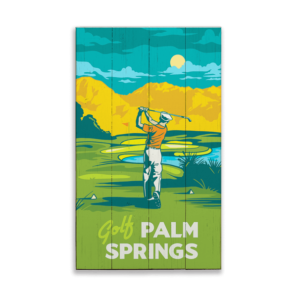 Palm Springs Golf: Smooth Finish - Wood & Metal Wall Art