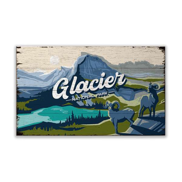 Big Horn Sheep at Glacier National Park: Distressed Finish - Wood & Metal Wall Art