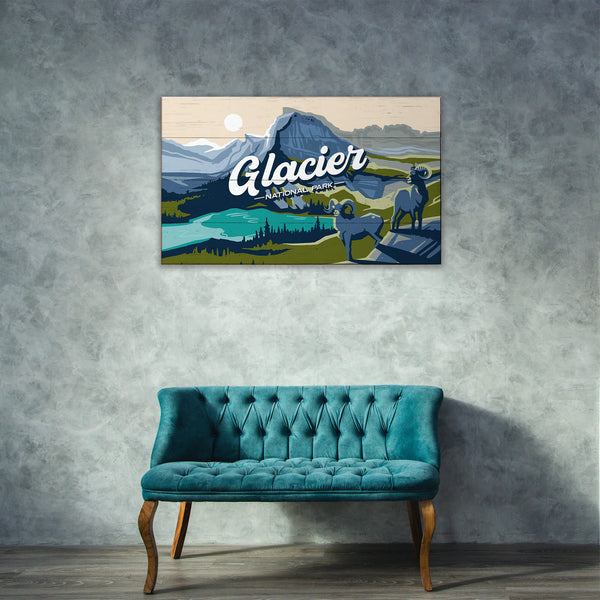 Big Horn Sheep at Glacier National Park: Smooth Finish - Wood & Metal Wall Art