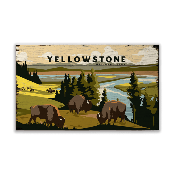 Bison Meadow Yellowstone National Park - Wood & Metal Wall Art