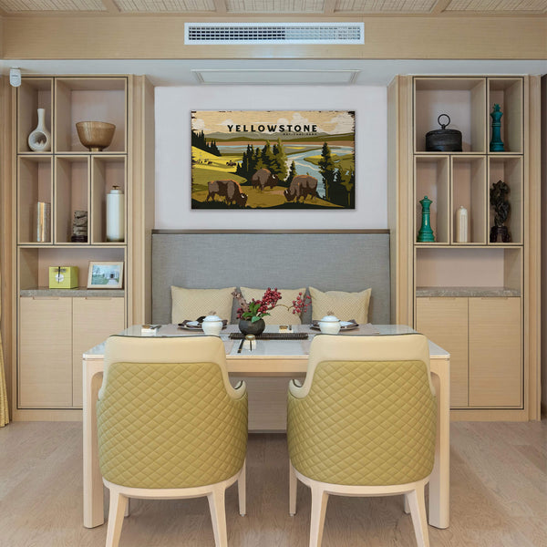 Bison Meadow Yellowstone National Park - Wood & Metal Wall Art