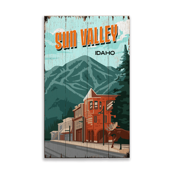 Sun Valley & Bald Mountain: Distressed Finish - Wood & Metal Wall Art