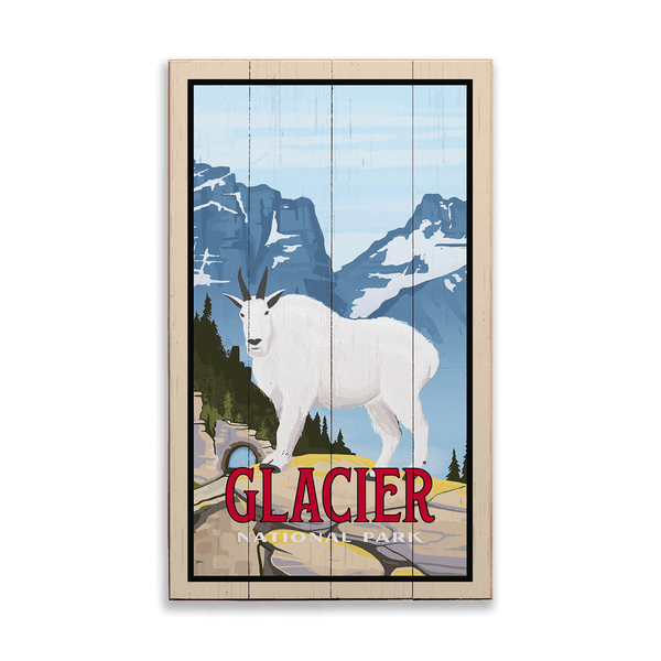 Mountain Goat at Glacier National Park: Smooth Finish - Wood & Metal Wall Art