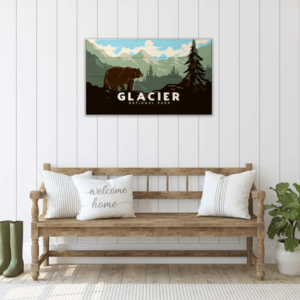 Grizzly at Glacier: Smooth Version - Wood & Metal Wall Art