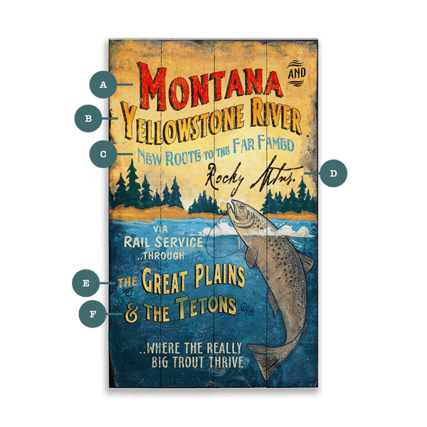 Montana and the Yellowstone River - Wood & Metal Wall Art
