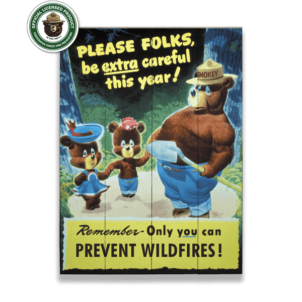 Smokey Bear 1947 Please Folks - Wood & Metal Wall Art