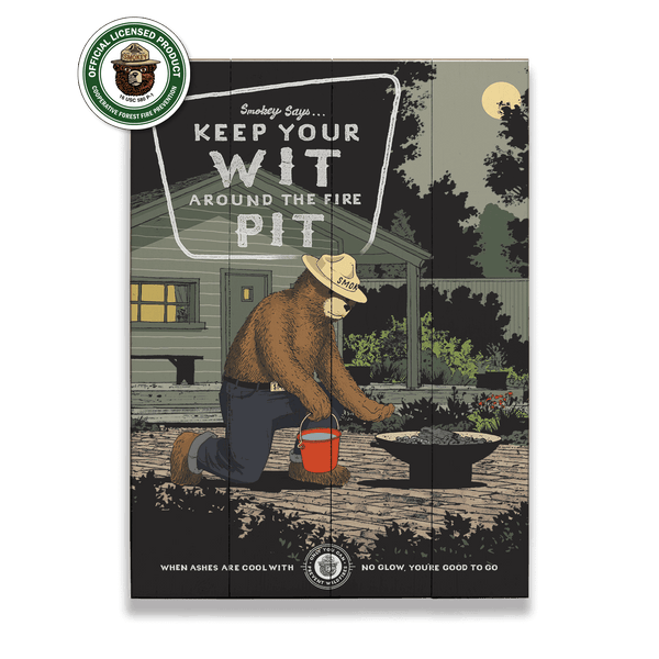 Smokey Bear 2017 Fire Pit - Wood & Metal Wall Art
